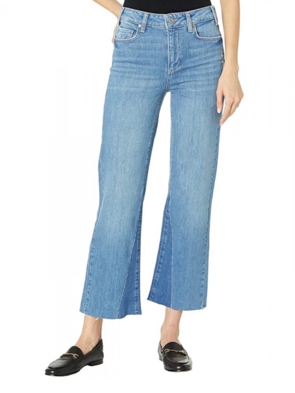 PAIGE Light Blue Flare Relaxed Colette Crop Jeans